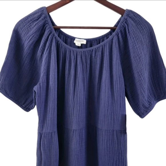 Beach Lunch Lounge Blue Babydoll Dress Crinkled Womens Size XS NEW NWT - Picture 2 of 8